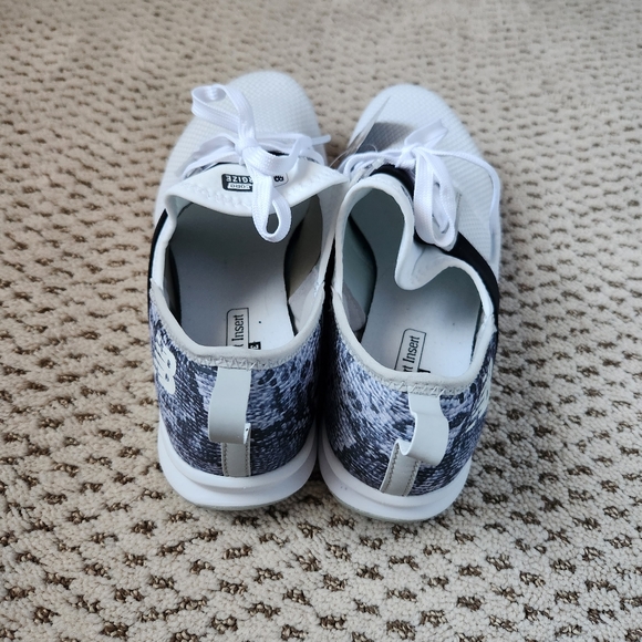 New Balance Comfort Insert Memory Sole White and Black Snakeskin Sneakers - Picture 4 of 8